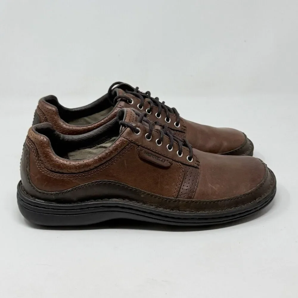 Merrell Sojourn Derby Shoes Mens 8 Redwood Brown Leather Casual Preppy Comfort
